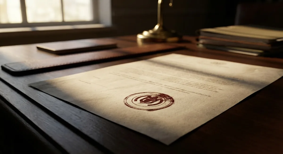 Document avec un avertissement officiel