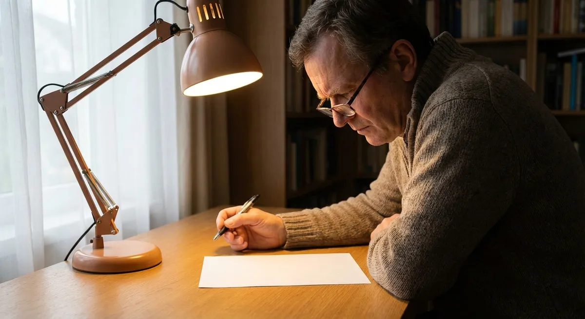 Personne lisant attentivement un questionnaire médical